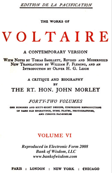 (image for) The Works of Voltaire, Vol. 6 of 42 vols + INDEX volume 43